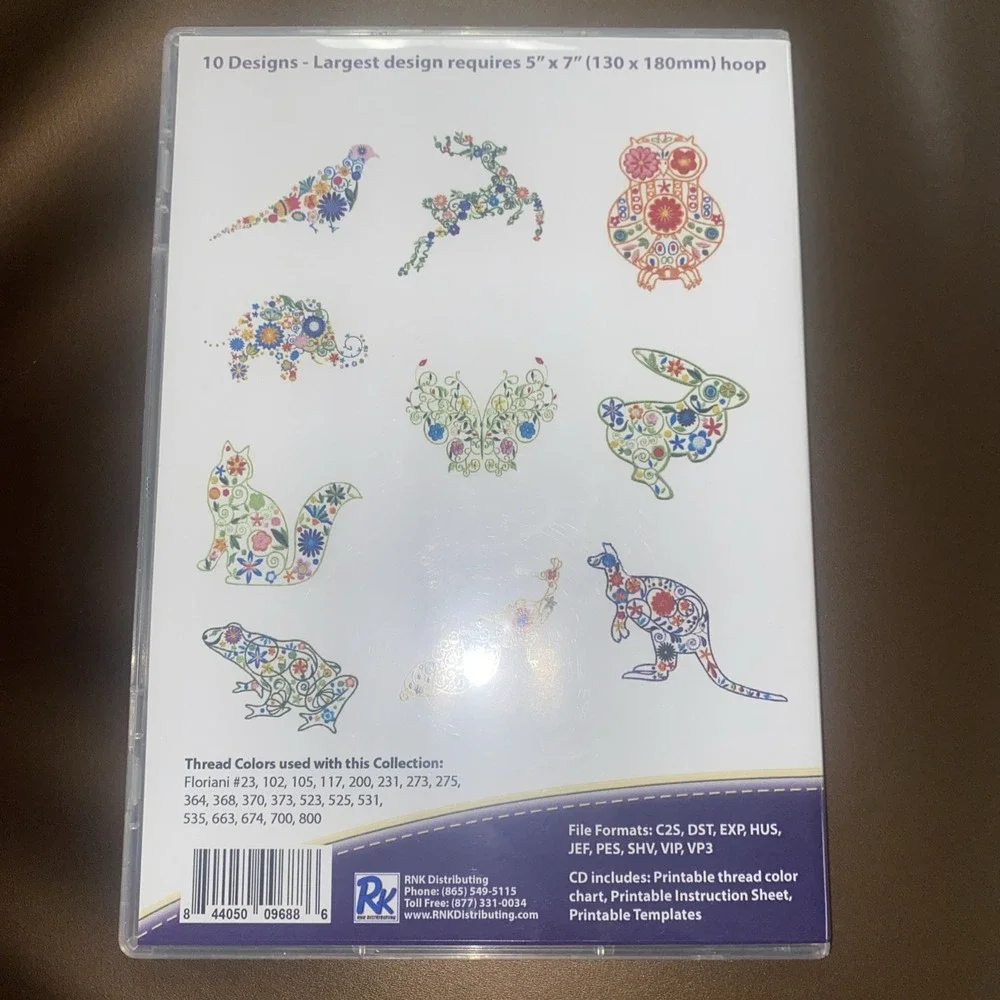 Floral Fantasy Machine‎ Embroidery Designs CD Peacock Butterfly Cat Owl-Floriani